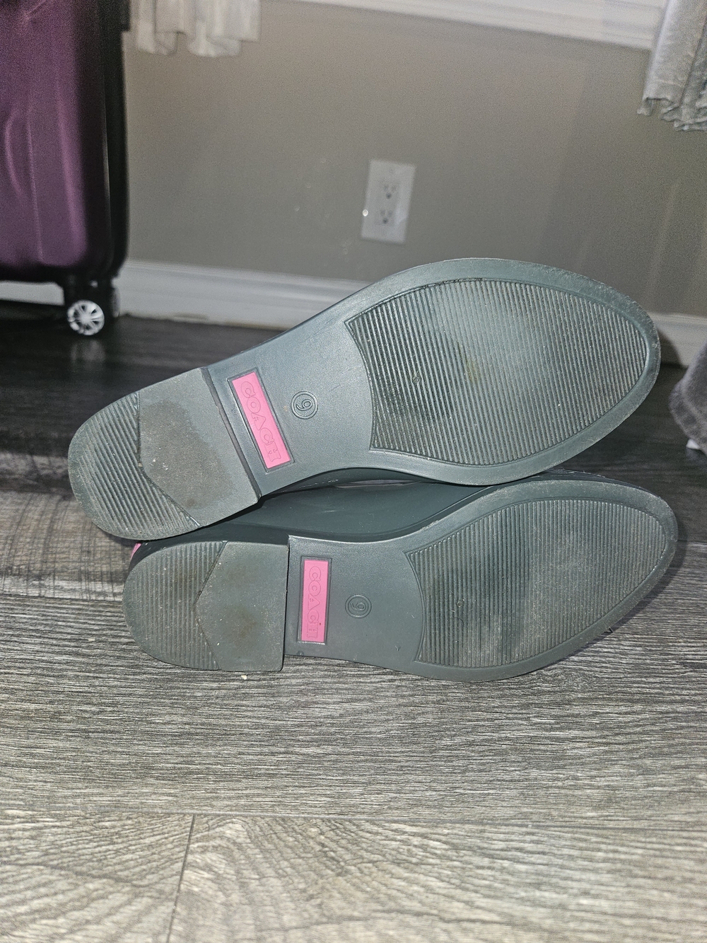 Dark Green Ankle Rain Boots with Pink Accent - Picture 4 of 5